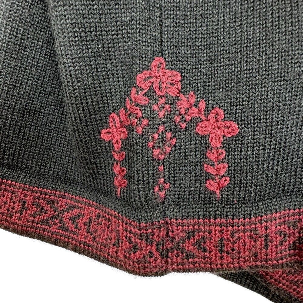 Vintage Susan Bristol Hand Embroidered Sweater Womens Med/EU 38 Black Red Wool - Picture 6 of 14